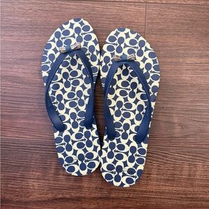 Coach Blue and Cream Patterned Sandals